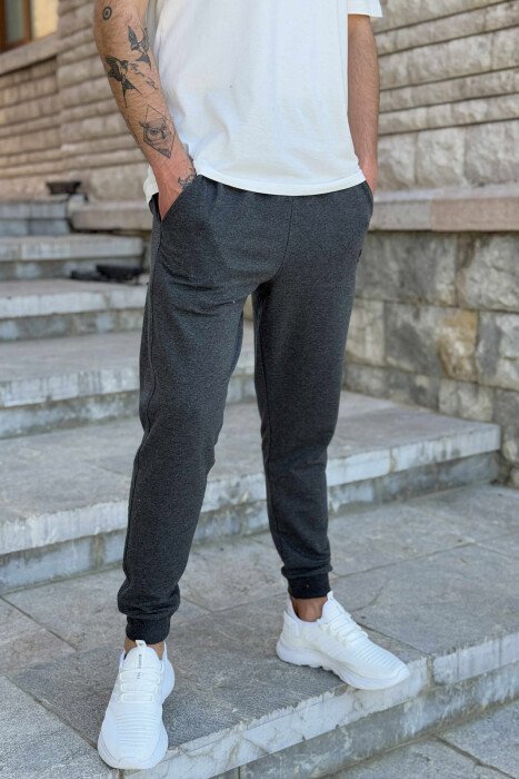 SIMPLE ONE COLOR MEN JOGGERS DARK GREY/GEE - 3