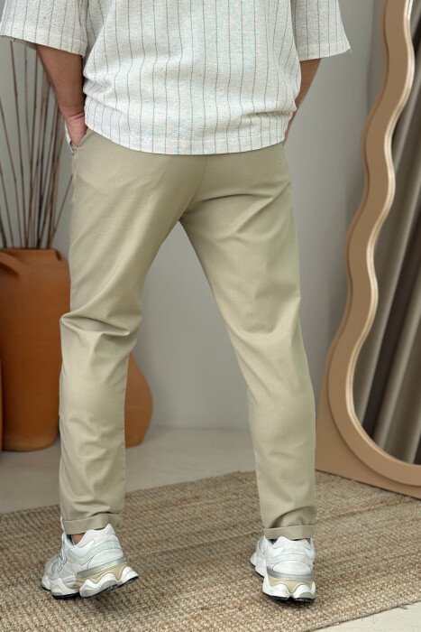 SIMPLE ONE COLOR MEN PANTS BEIGE/BEZHE - 3