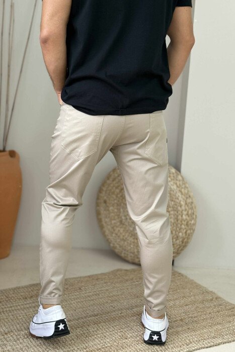 SIMPLE ONE COLOR MEN PANTS BEIGE/BEZHE - 3