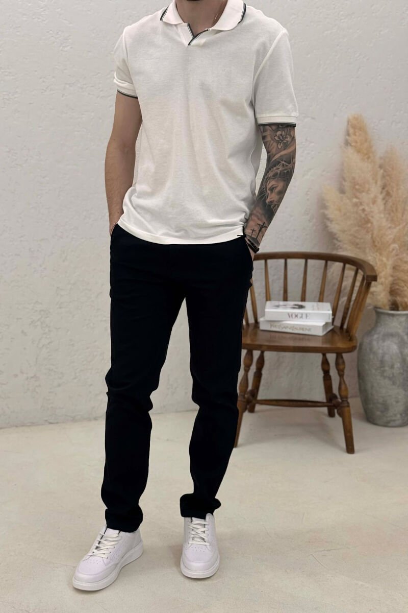 SIMPLE ONE COLOR MEN PANTS BLACK/ E ZEZE - 1