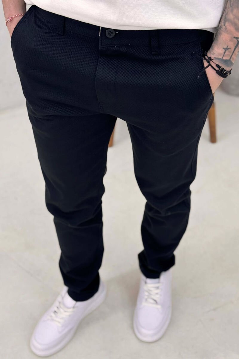 SIMPLE ONE COLOR MEN PANTS BLACK/ E ZEZE - 2