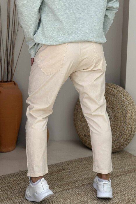 SIMPLE ONE COLOR MEN PANTS CREAM/KREM - 2