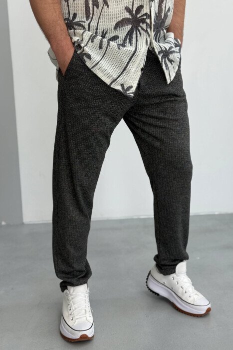 SIMPLE ONE COLOR MEN PANTS DARK GREY/GEE - 2