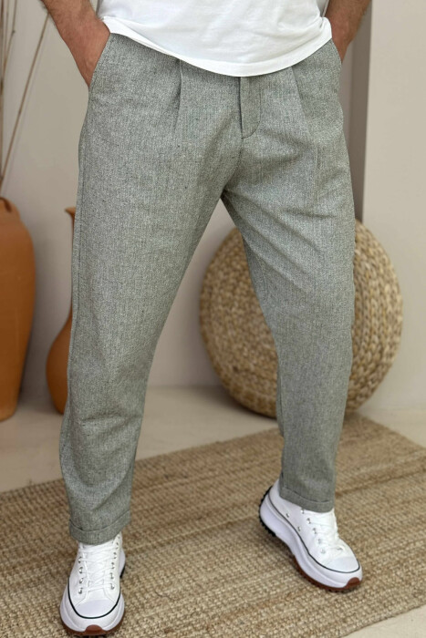SIMPLE ONE COLOR MEN PANTS GREY/GRI - 3