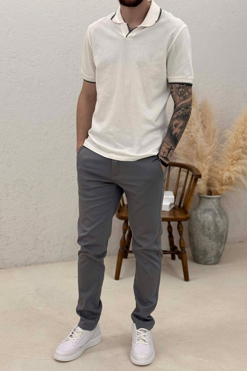SIMPLE ONE COLOR MEN PANTS GREY/GRI - 1