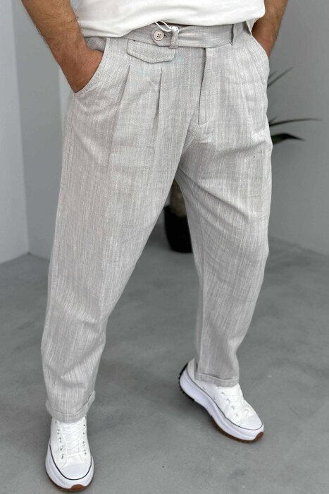 SIMPLE ONE COLOR MEN PANTS LIGHT GREY/GZ - 2