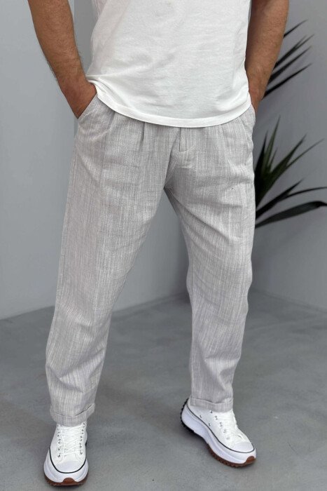 SIMPLE ONE COLOR MEN PANTS LIGHT GREY/GZ - 4