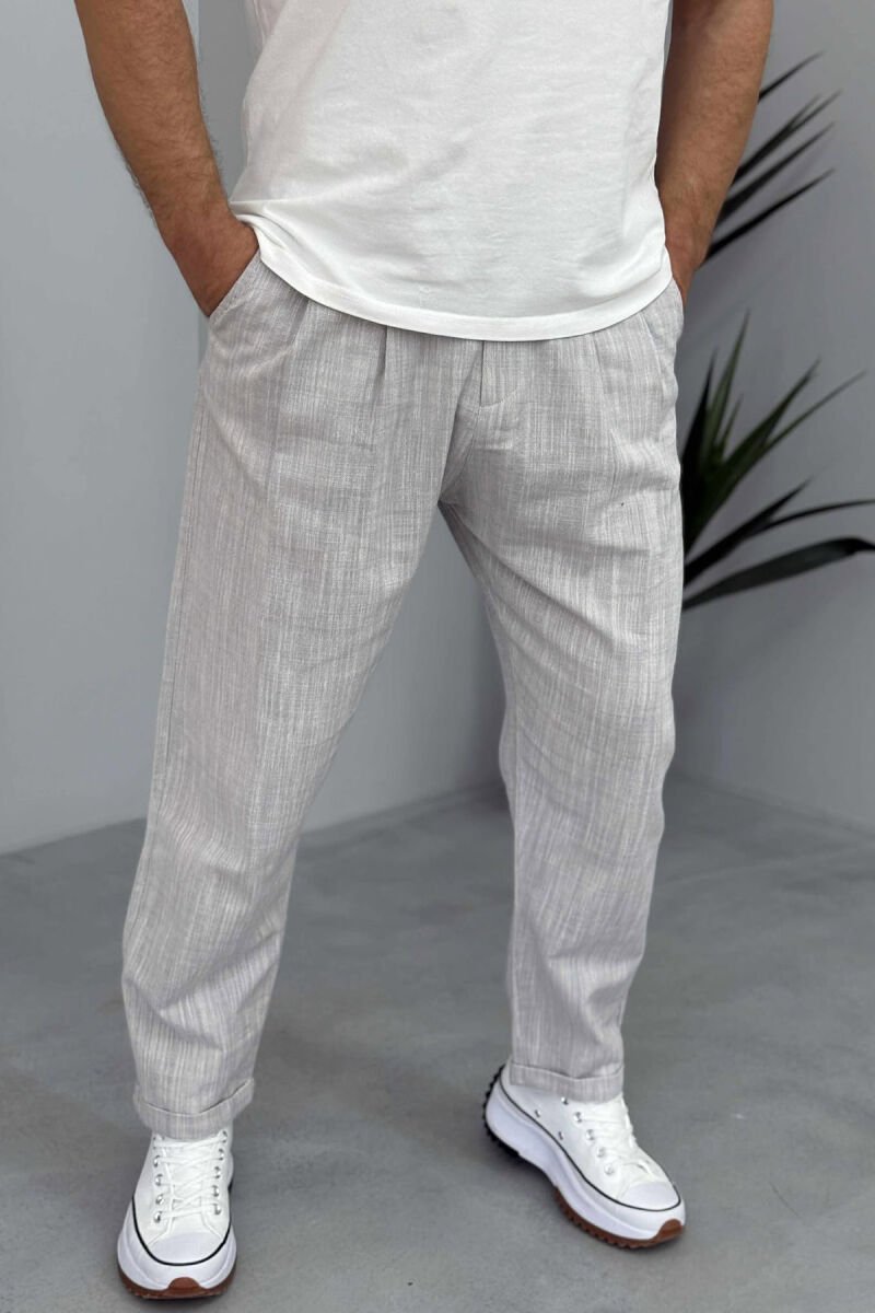 SIMPLE ONE COLOR MEN PANTS LIGHT GREY/GZ - 4