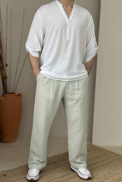 SIMPLE ONE COLOR MEN PANTS MINT/MENTE - KLAUDIO FASHION