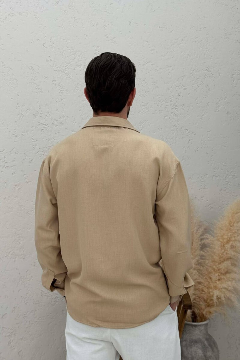 SIMPLE ONE COLOR MEN SHIRT BEIGE/BEZHE - 2