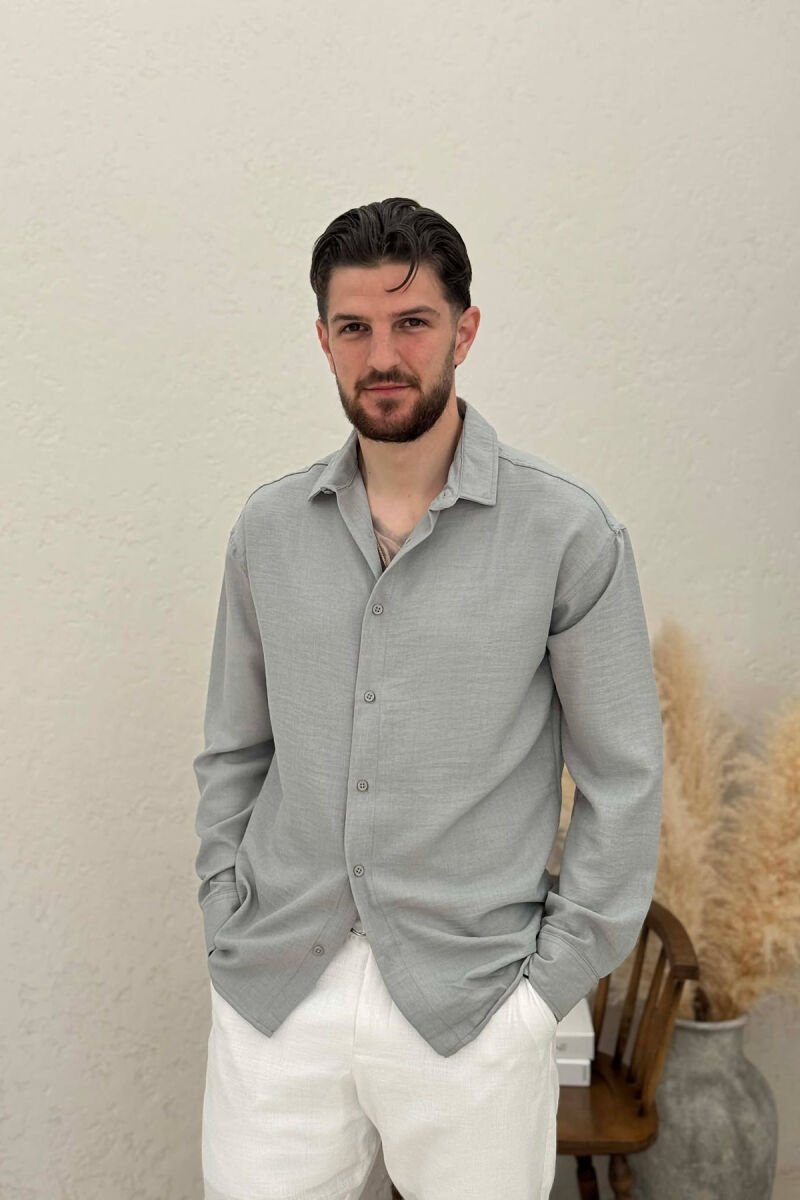 SIMPLE ONE COLOR MEN SHIRT GREY/GRI - 1