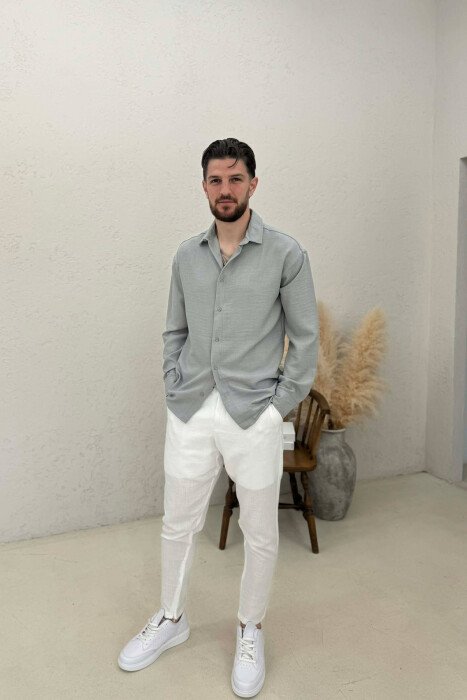 SIMPLE ONE COLOR MEN SHIRT GREY/GRI - 3