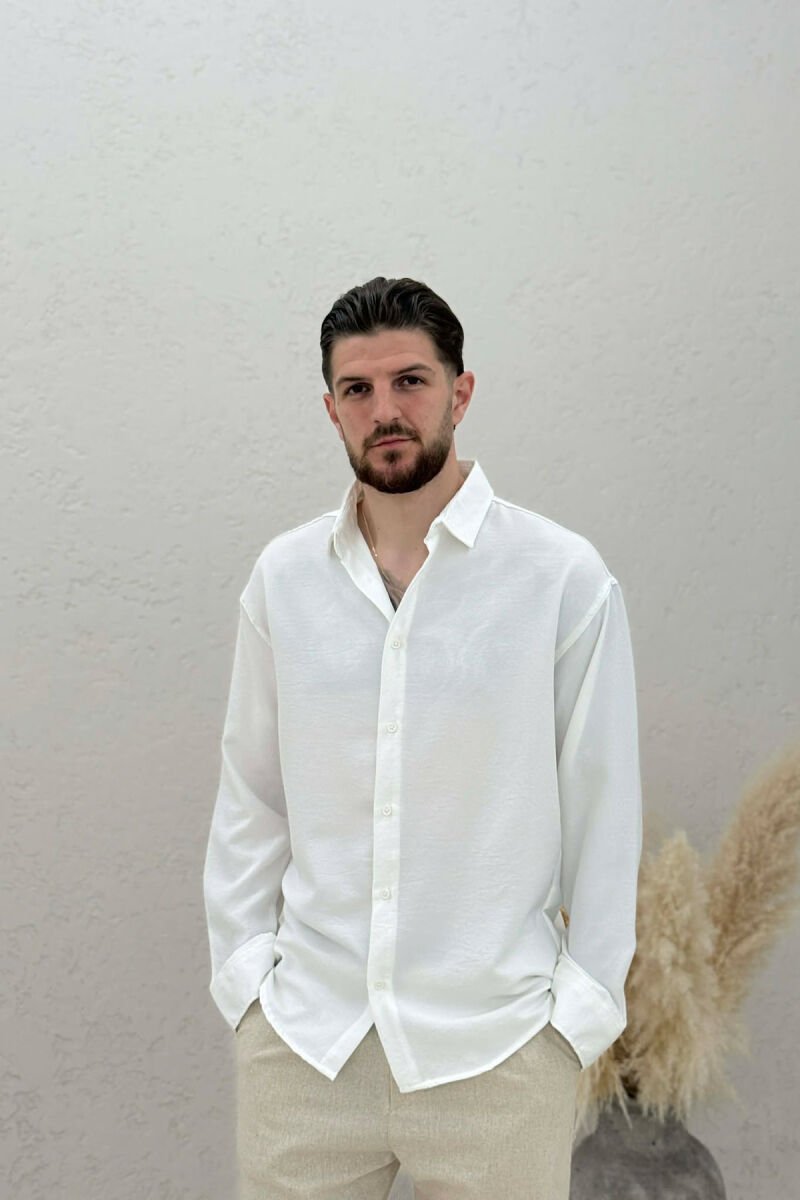 SIMPLE ONE COLOR MEN SHIRT WHITE-E BARDHE - 3