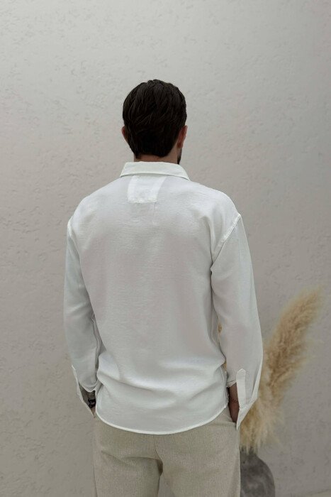 SIMPLE ONE COLOR MEN SHIRT WHITE-E BARDHE - 4