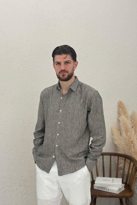 SIMPLE ONE COLOR MEN SHIRTS DARK GREY/GEE - KLAUDIO FASHION