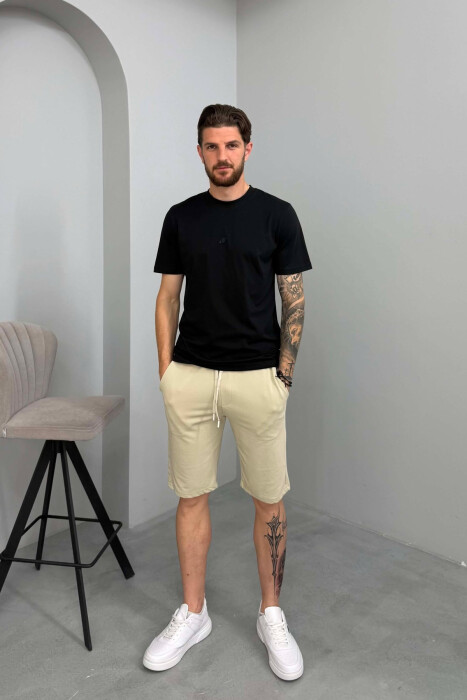 TUTA TE SHKURTRA NJE NGJYRESHE TE THJESHTA PER MESHKUJ NE NGJYRE BEZHE - KLAUDIO FASHION