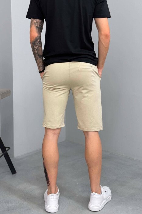 SIMPLE ONE COLOR MEN SHORT SWEATPANTS BEIGE/BEZHE - 3