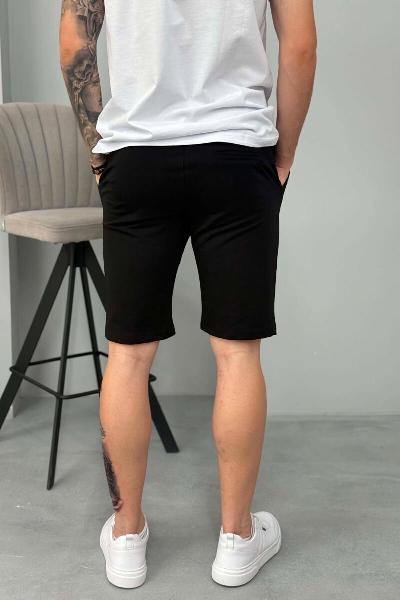 SIMPLE ONE COLOR MEN SHORT SWEATPANTS BLACK/ E ZEZE - 3