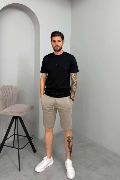 SIMPLE ONE COLOR MEN SHORT SWEATPANTS GREY/GRI - KLAUDIO FASHION