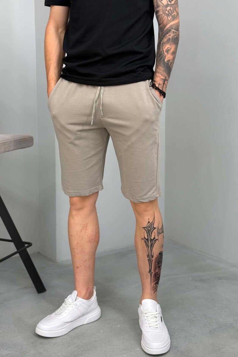 SIMPLE ONE COLOR MEN SHORT SWEATPANTS GREY/GRI - 4