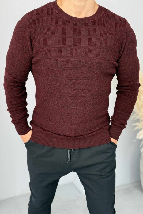 SIMPLE ONE COLOR MEN SWEATER DARK BURGUNDY/VISHNJE E ERRET - 2