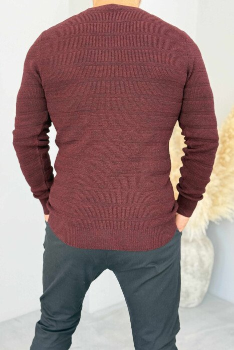 SIMPLE ONE COLOR MEN SWEATER DARK BURGUNDY/VISHNJE E ERRET - 3