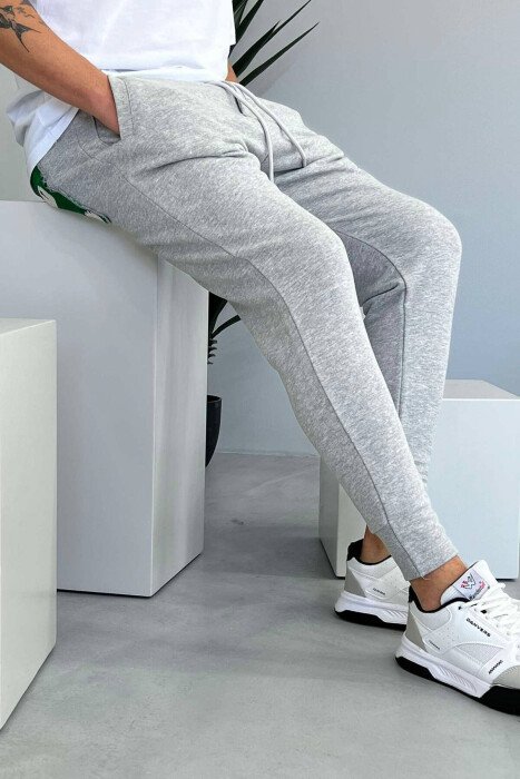 SIMPLE ONE COLOR MEN SWEATPANTS GREY/GRI - KLAUDIO FASHION