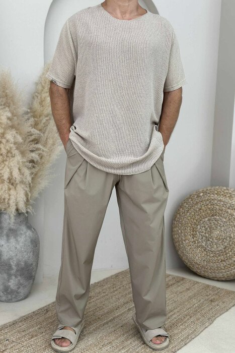 SIMPLE ONE COLOR MEN T-SHIRT BEIGE/BEZHE - 1