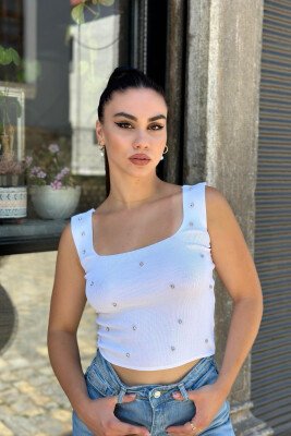 SIMPLE ONE COLOR SHORT WOMAN TANK TOP WHITE-E BARDHE - 2