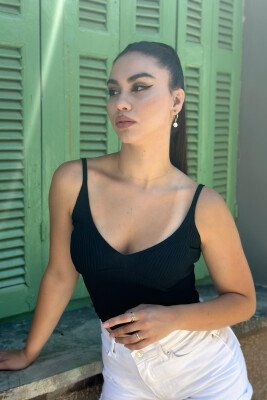 SIMPLE ONE COLOR TANK TOPS BLACK/ E ZEZE - 2