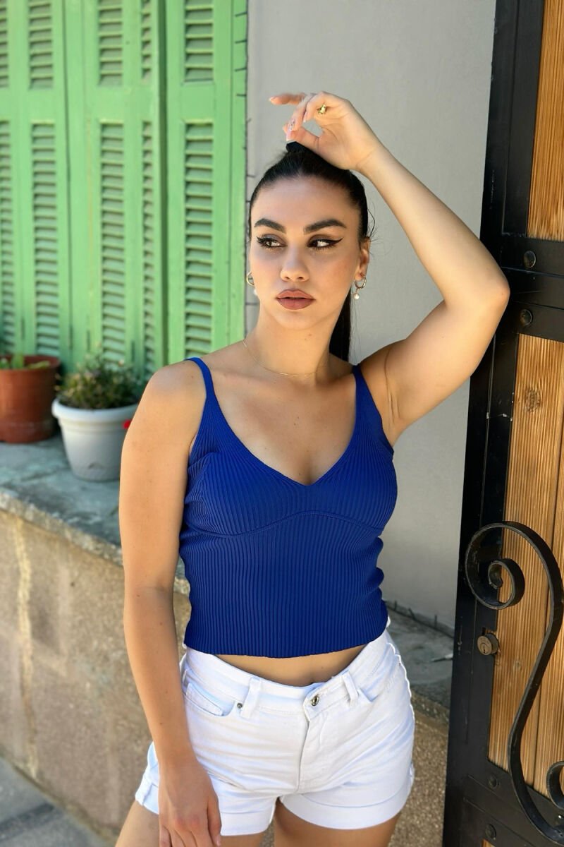 SIMPLE ONE COLOR TANK TOPS BLUE/BLU - 3