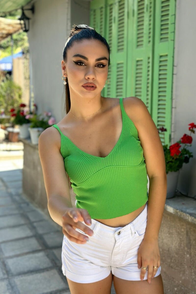 SIMPLE ONE COLOR TANK TOPS LIGHT GREEN/JEZB - 1