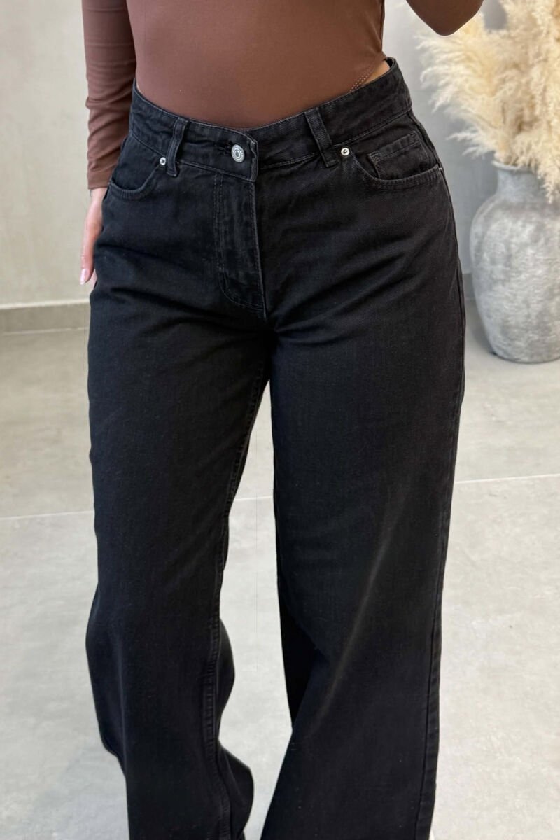 SIMPLE ONE COLOR WIDE LEG WOMAN JEANS BLACK/ E ZEZE - 4