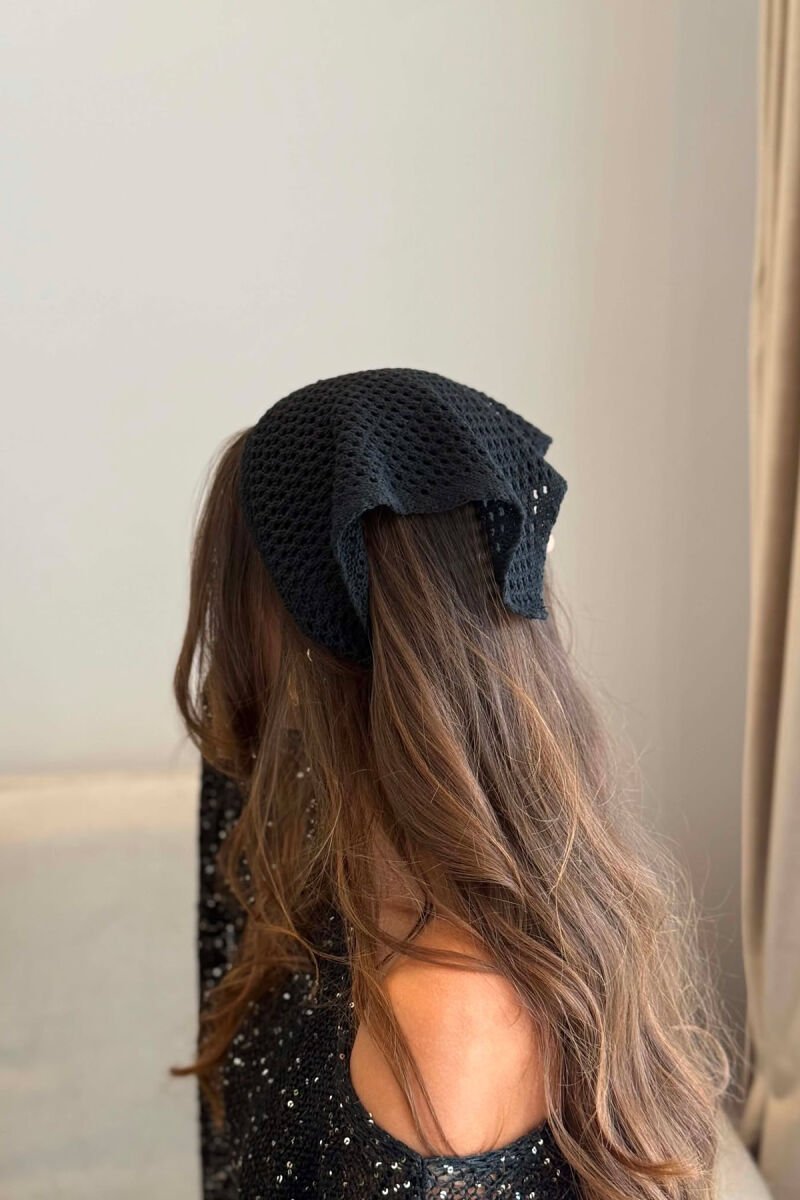 SIMPLE ONE COLOR WOMAN CROCHET BANDANA BLACK/ E ZEZE - 3