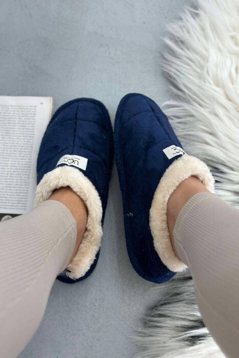 SIMPLE ONE COLOR WOMAN HOME SLIPPERS BLUE/BLU - KLAUDIO FASHION