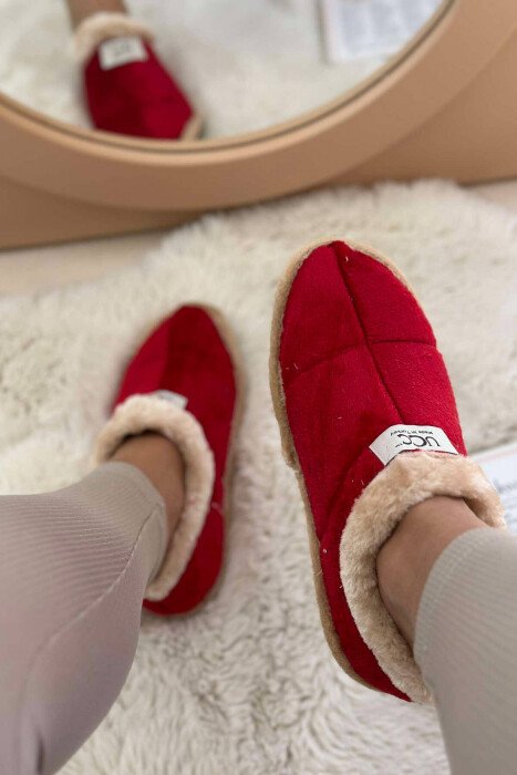 SIMPLE ONE COLOR WOMAN HOME SLIPPERS RED/E KUQE - KLAUDIO FASHION