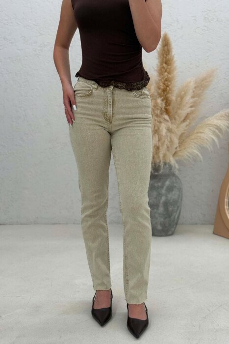 SIMPLE ONE COLOR WOMAN JEANS BEIGE/BEZHE - 2
