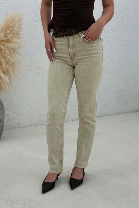SIMPLE ONE COLOR WOMAN JEANS BEIGE/BEZHE - 6