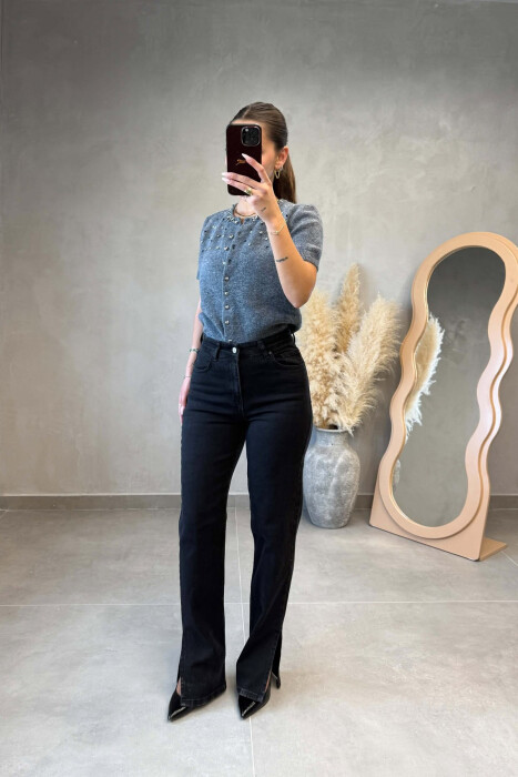 SIMPLE ONE COLOR WOMAN JEANS BLACK/ E ZEZE - KLAUDIO FASHION
