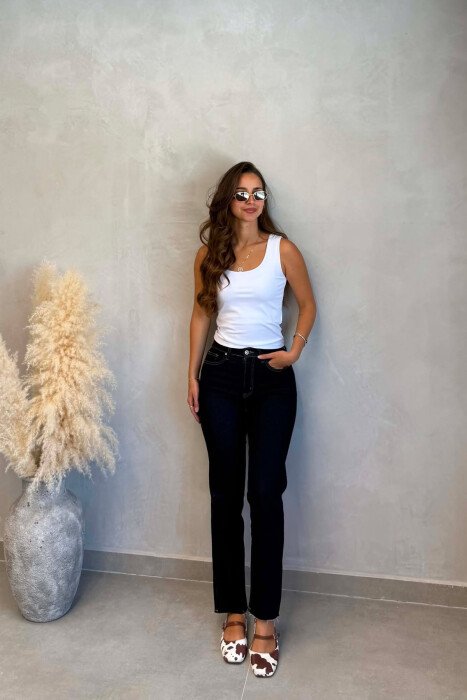 SIMPLE ONE COLOR WOMAN JEANS DARK BLUE/BEE 