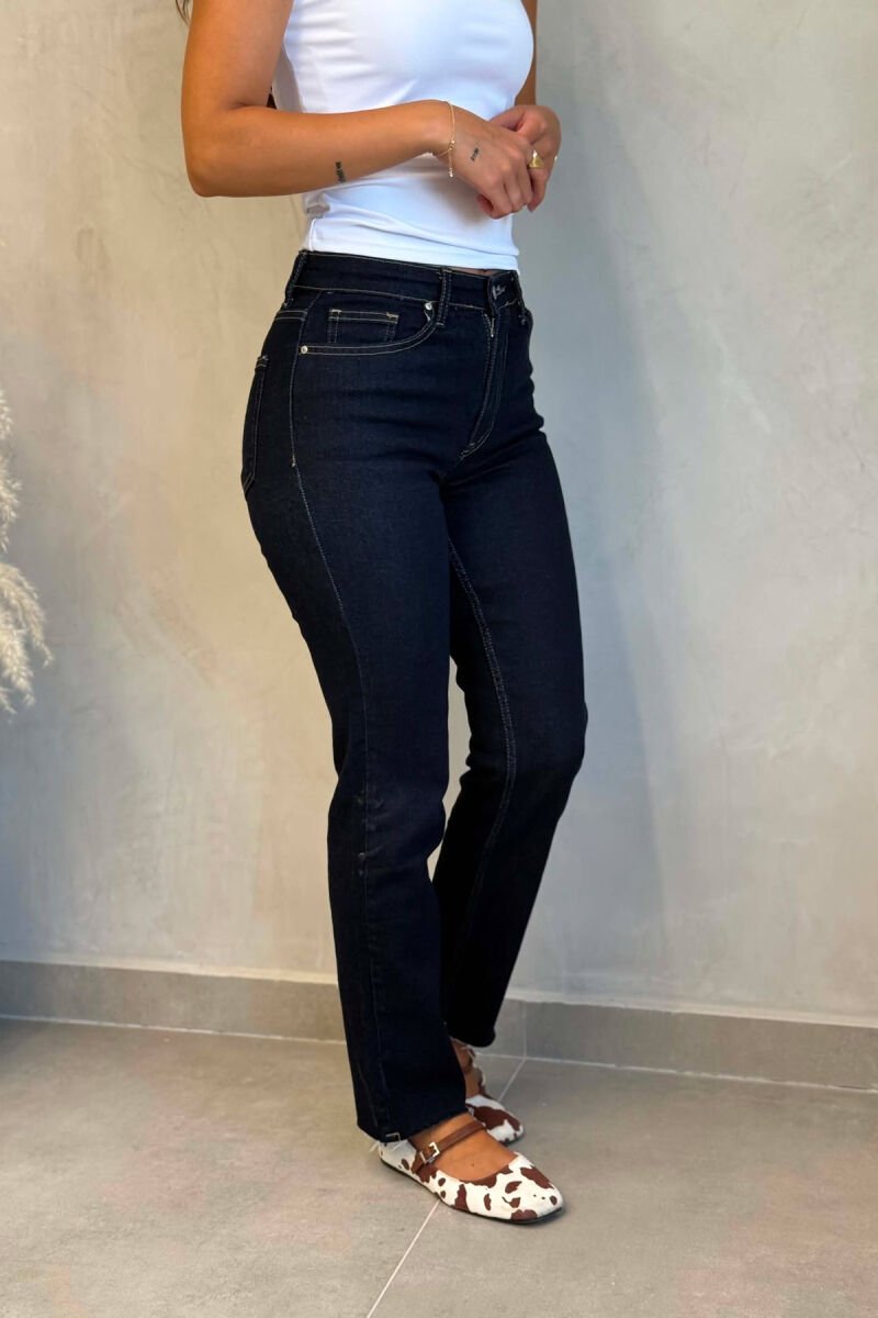 SIMPLE ONE COLOR WOMAN JEANS DARK BLUE/BEE - 5