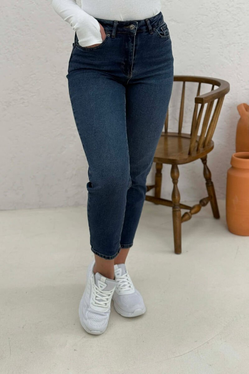SIMPLE ONE COLOR WOMAN JEANS DARK BLUE/BEE - 3