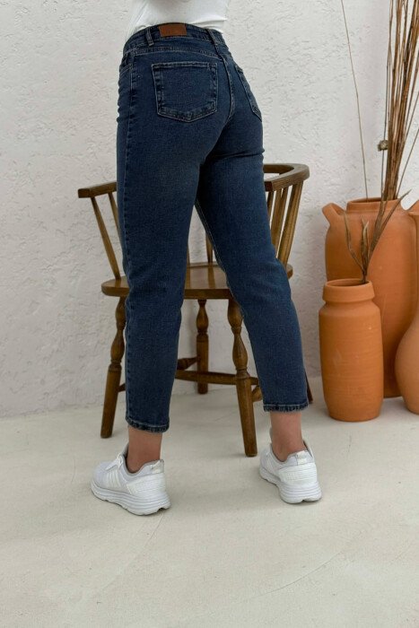 SIMPLE ONE COLOR WOMAN JEANS DARK BLUE/BEE - 5