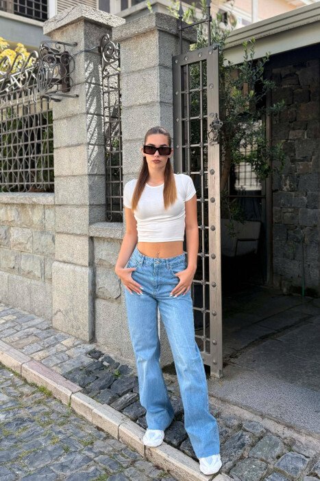 SIMPLE ONE COLOR WOMAN JEANS LIGHTBLUE/BZ - KLAUDIO FASHION