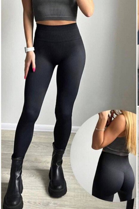SIMPLE ONE COLOR WOMAN LEGGINGS BLACK/ E ZEZE - KLAUDIO FASHION