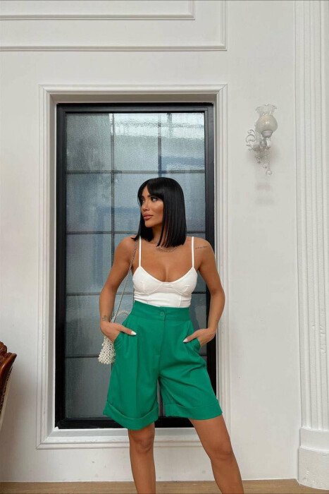 SIMPLE ONE COLOR WOMAN SHORT GREEN/JESHILE - 2