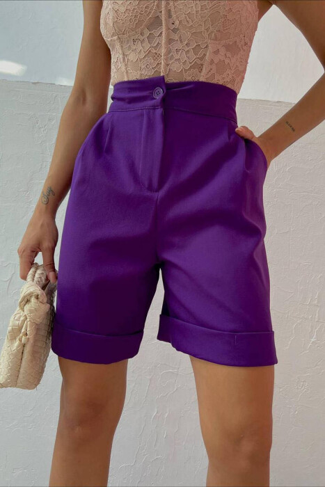 SIMPLE ONE COLOR WOMAN SHORT PURPLE/LEJLA - 2