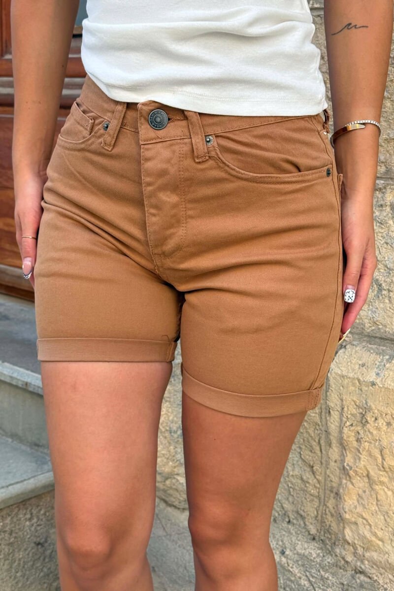 SIMPLE ONE COLOR WOMAN SHORTS BROWN/KAFE - 6