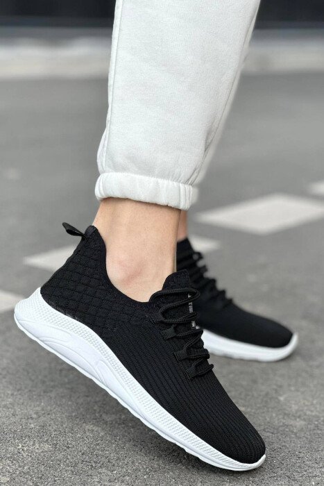 SIMPLE ONE COLOR WOMAN SNEAKERS BLACK-WHITE/ZB - KLAUDIO FASHION