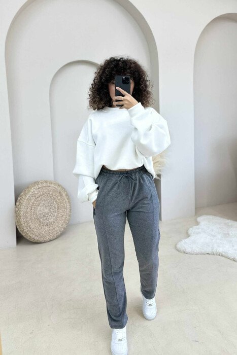 SIMPLE ONE COLOR WOMAN SWEATPANTS DARK GREY/GEE - 1